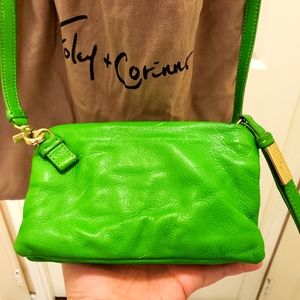 Foley and Corinna Lime Green leather crossbody bag, mini sized